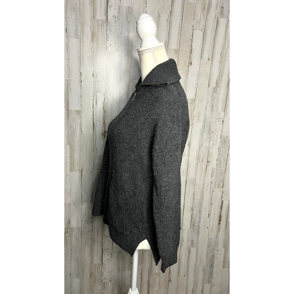 Madewell Women's XS Gray Ribbed Knit 1/4‎ Zip High Neck Sweater - Picture 6 of 7